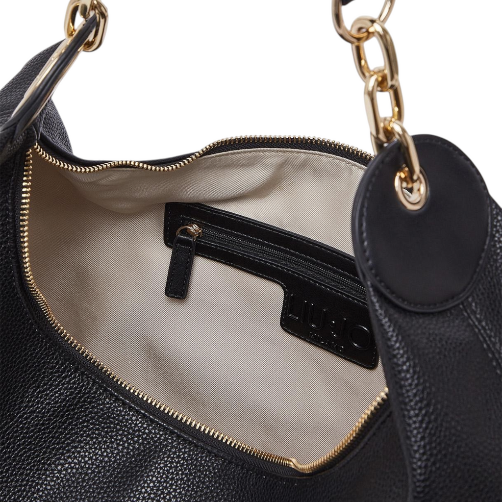 Lieblingstasche ECS Hobo M black handbag with gold chain strap and interior zipper pocket