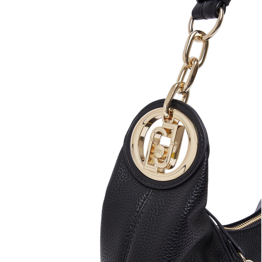 Lieblingstasche ECS Hobo S black handbag with gold-tone chain strap and circular logo hardware detail