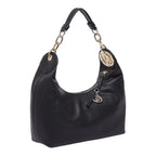 Lieblingstasche ECS Hobo S black pebbled leather shoulder bag with gold chain strap and logo charm