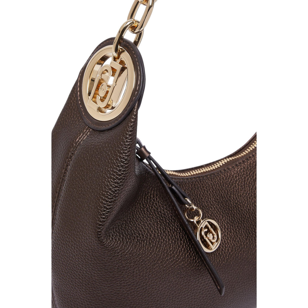 Lieblingstasche ECS Hobo S bag in metallic bronze leather with gold-tone chain handle and logo hardware.