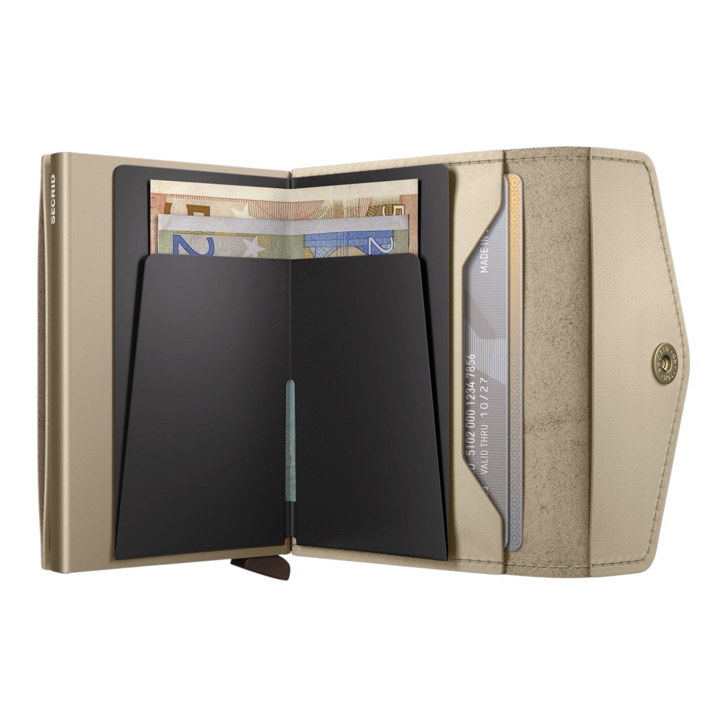 Lieblingstasche Envelope Original beige leather wallet with black card holder and internal cash compartment