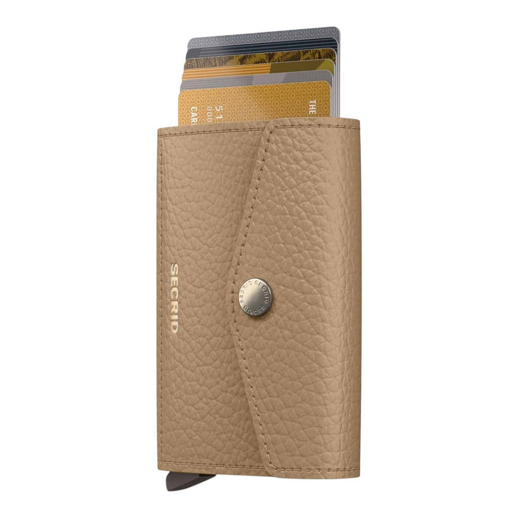 Lieblingstasche Envelope Pebble beige leather card protector wallet with snap button closure and card access