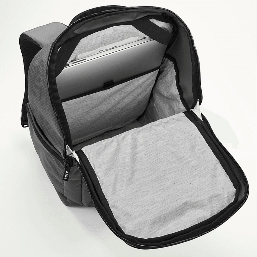 Lieblingstasche eoto Easy27 grey backpack with open main compartment and padded laptop sleeve for 16-inch devices