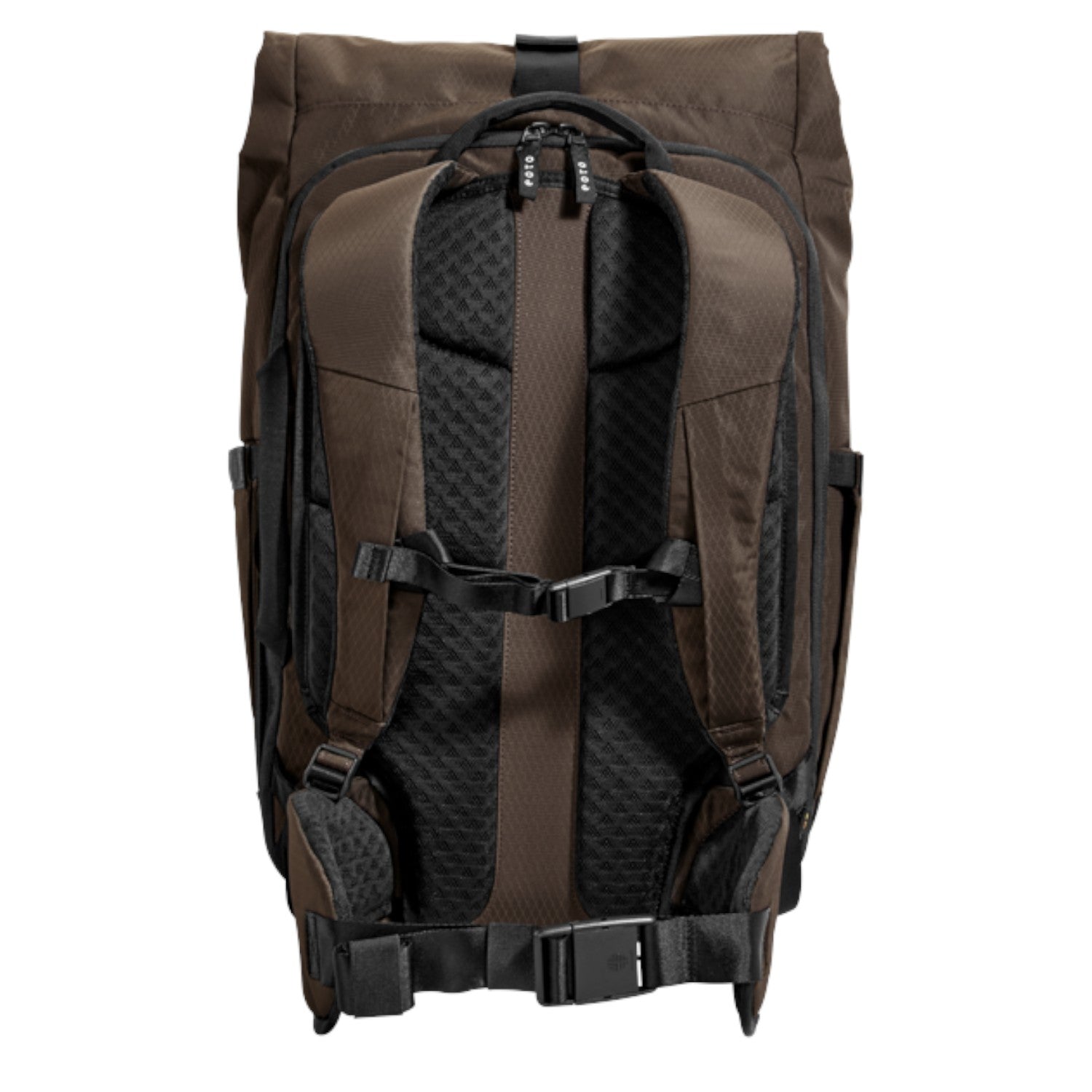 Lieblingstasche eoto Tall41 brown rolltop travel backpack with padded shoulder straps and breathable back panel