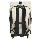 Lieblingstasche eoto Tall41 rolltop travel backpack in beige with padded shoulder straps and chest belt, back view