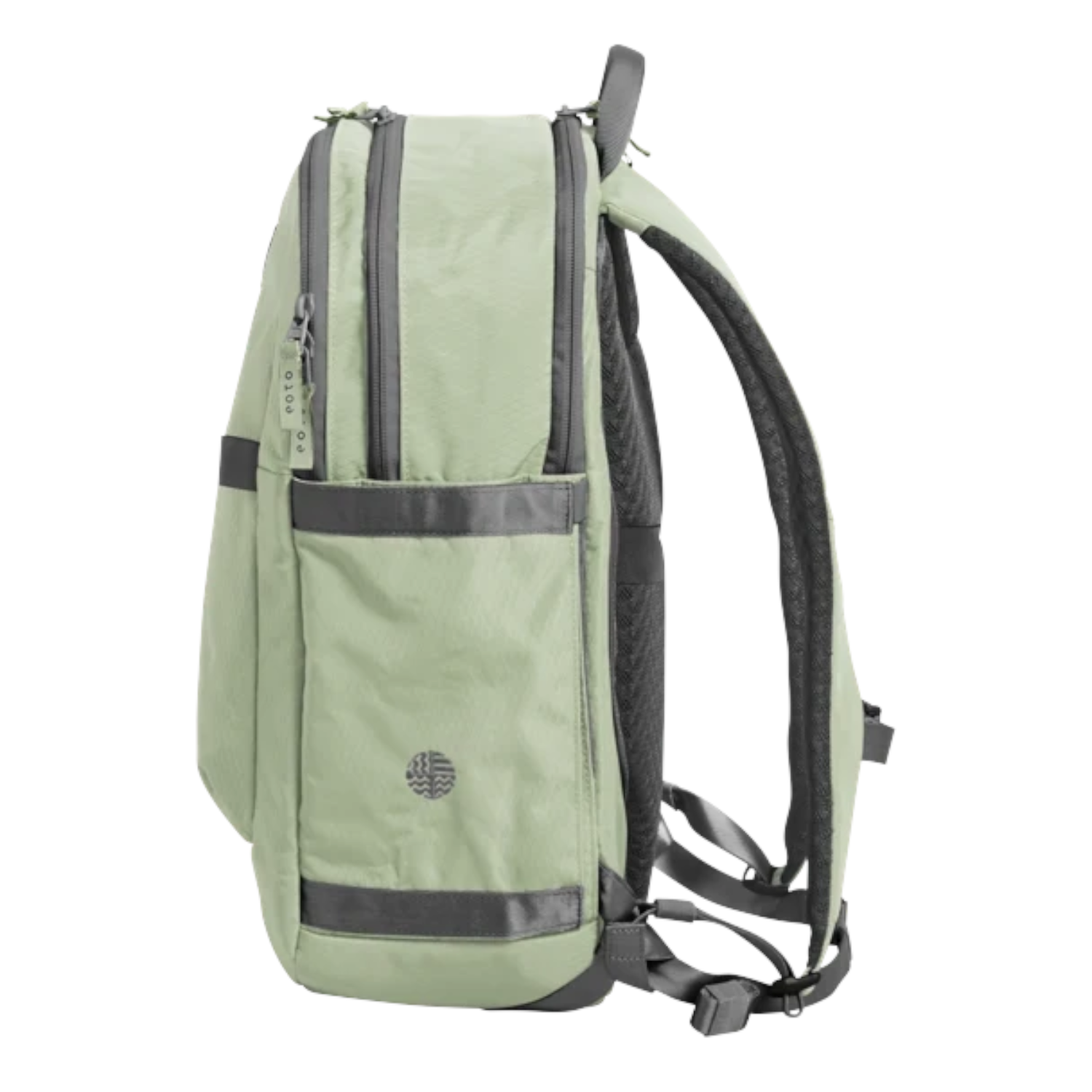 Lieblingstasche eoto Tidy22 sage green business laptop backpack with side view, padded straps and water-resistant fabric