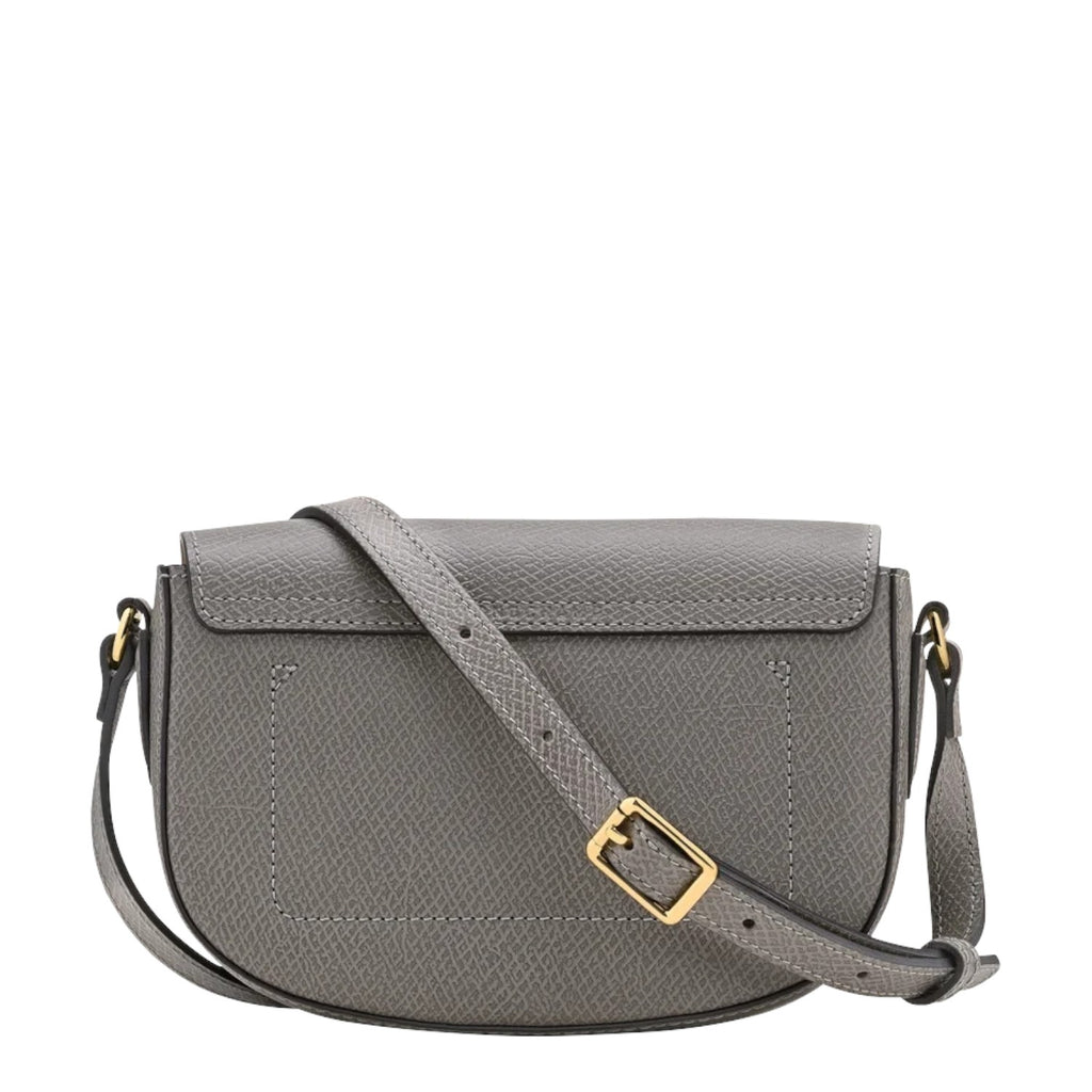 Lieblingstasche Epure Umhängetasche S in grey grained leather with gold-tone buckle and adjustable shoulder strap