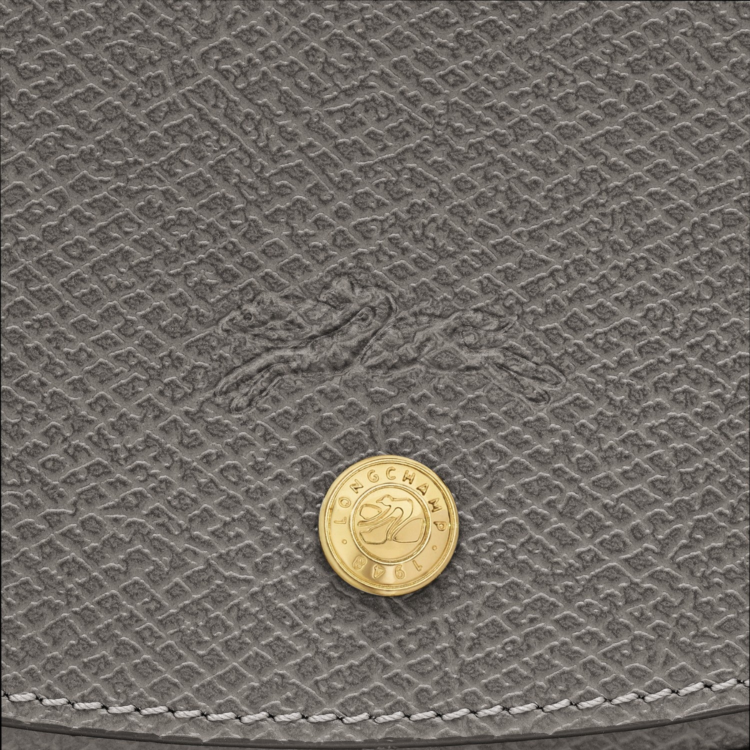 Lieblingstasche grey textured leather Epure crossbody bag with gold button closure and embossed horse logo.