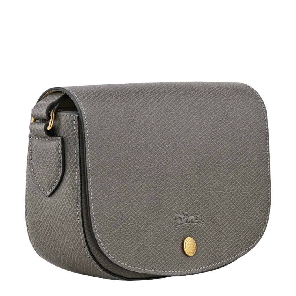 Lieblingstasche Epure S crossbody bag in grey textured leather with gold hardware and flap closure