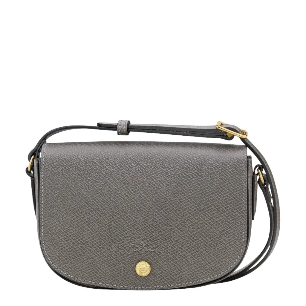 Lieblingstasche Epure S grey leather crossbody bag with gold hardware and flap closure