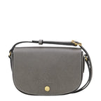 Lieblingstasche Epure S grey leather crossbody bag with gold hardware and flap closure