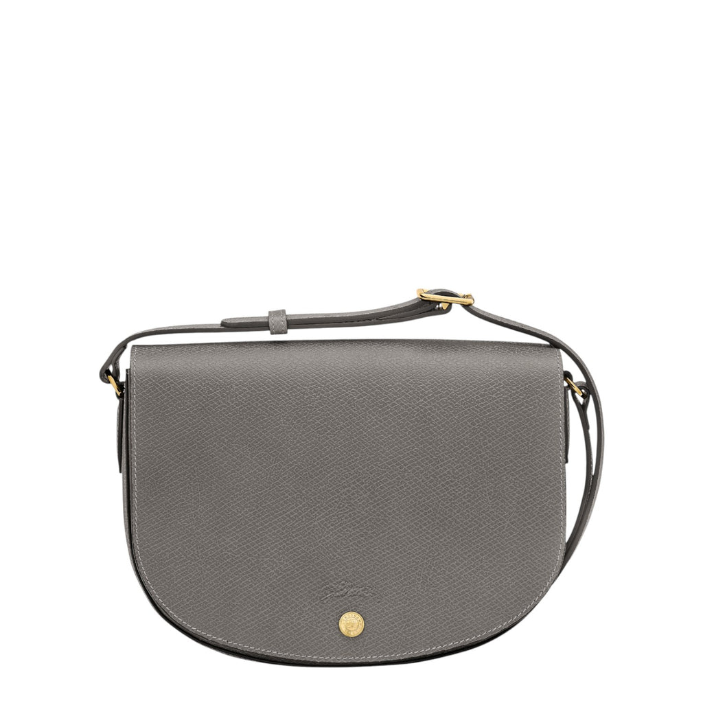 Lieblingstasche Epure M grey leather crossbody bag with gold hardware and adjustable strap