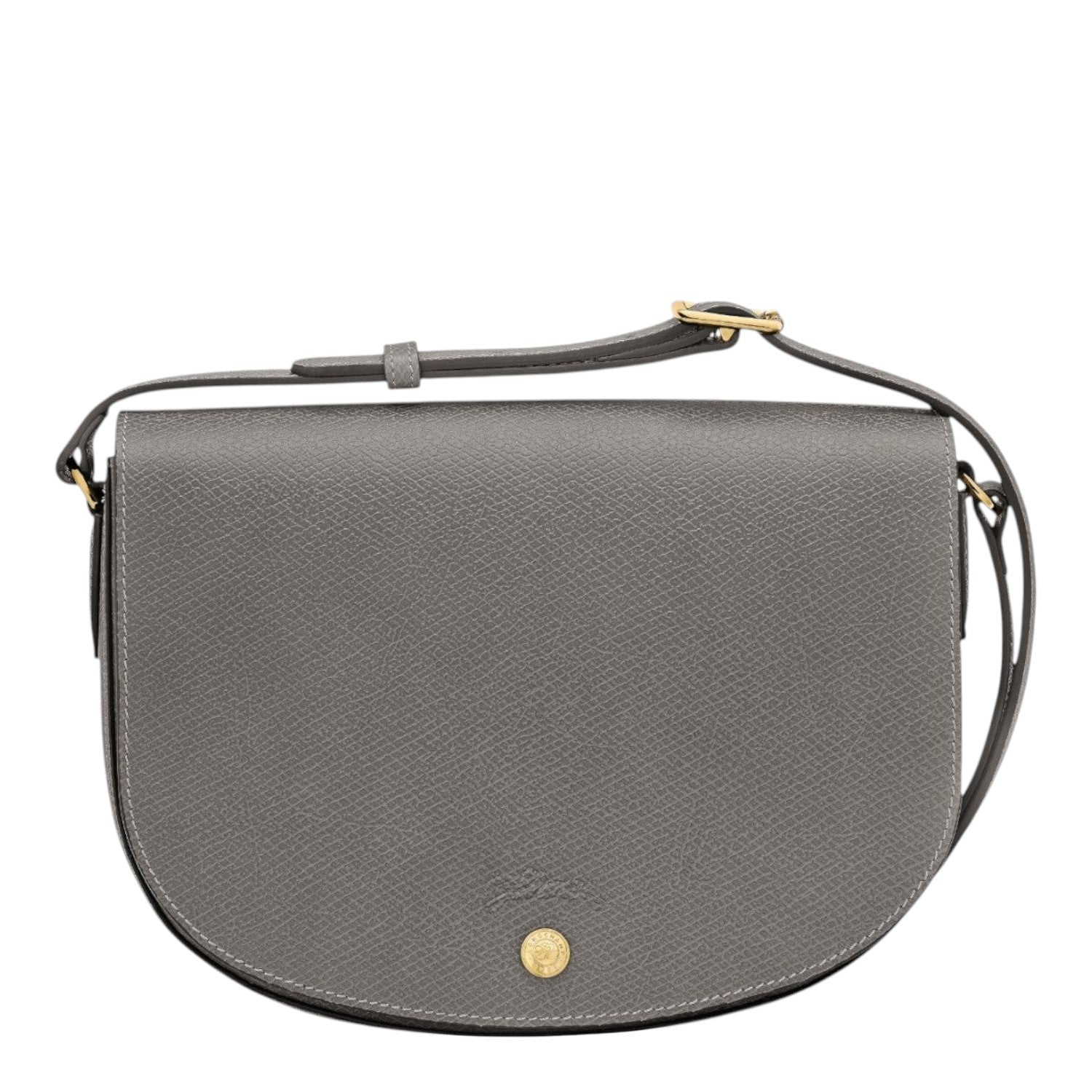 Lieblingstasche Epure M grey leather crossbody bag with gold hardware and adjustable strap
