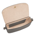 Lieblingstasche Epure M grey leather crossbody bag with gold hardware and beige suede lining