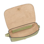 Lieblingstasche Epure S light green leather crossbody bag with gold hardware and suede lining.