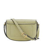 Lieblingstasche Epure S light green textured leather crossbody bag with gold buckle detail.
