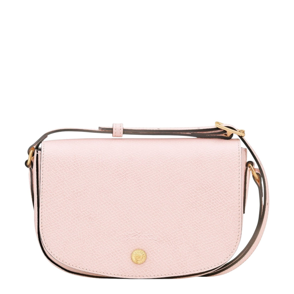 Lieblingstasche Epure S light pink pebbled leather crossbody bag with gold hardware and adjustable strap.