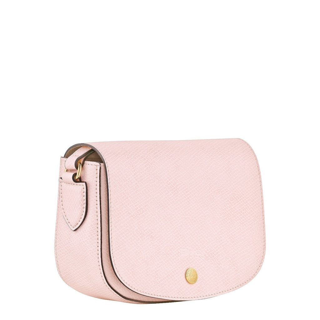 Lieblingstasche Epure S light pink textured leather crossbody bag with gold hardware.