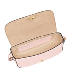 Lieblingstasche Epure S small pink leather crossbody bag with gold hardware and flap closure.