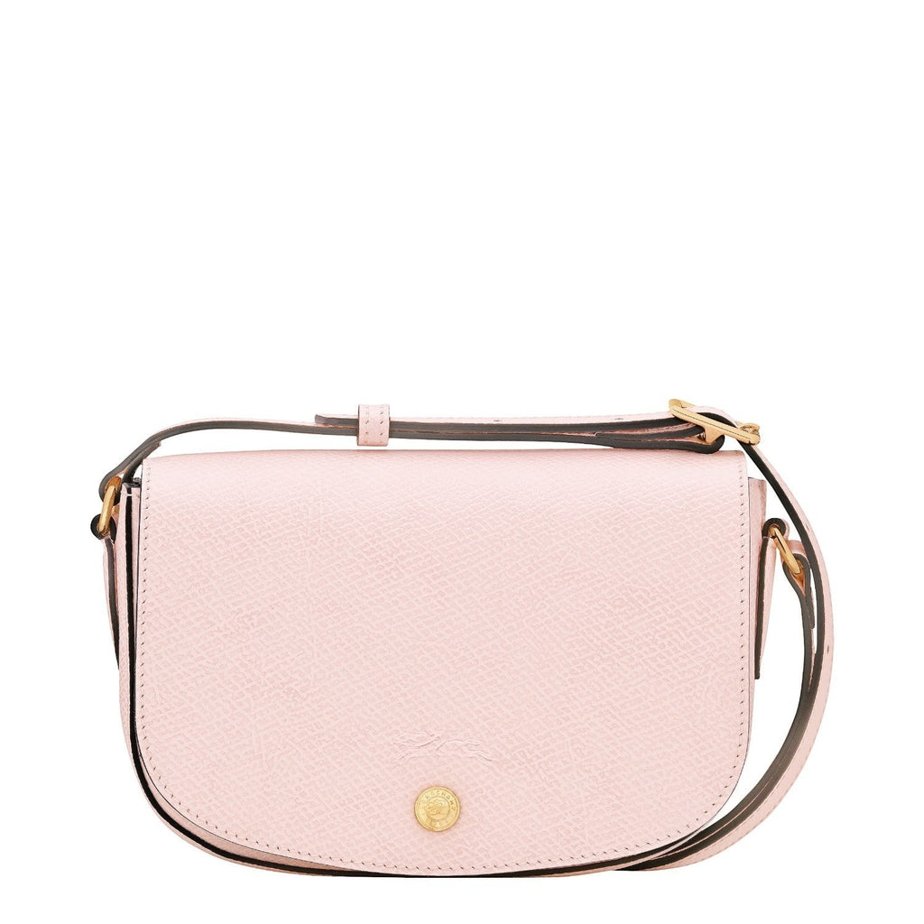 Lieblingstasche Epure S light pink pebbled leather crossbody bag with gold hardware and adjustable strap.