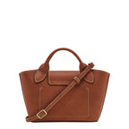 Lieblingstasche Epure XS brown leather handbag with top handle and adjustable shoulder strap.