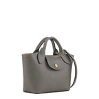 Lieblingstasche Epure XS grey leather handbag with top handles and a detachable shoulder strap.