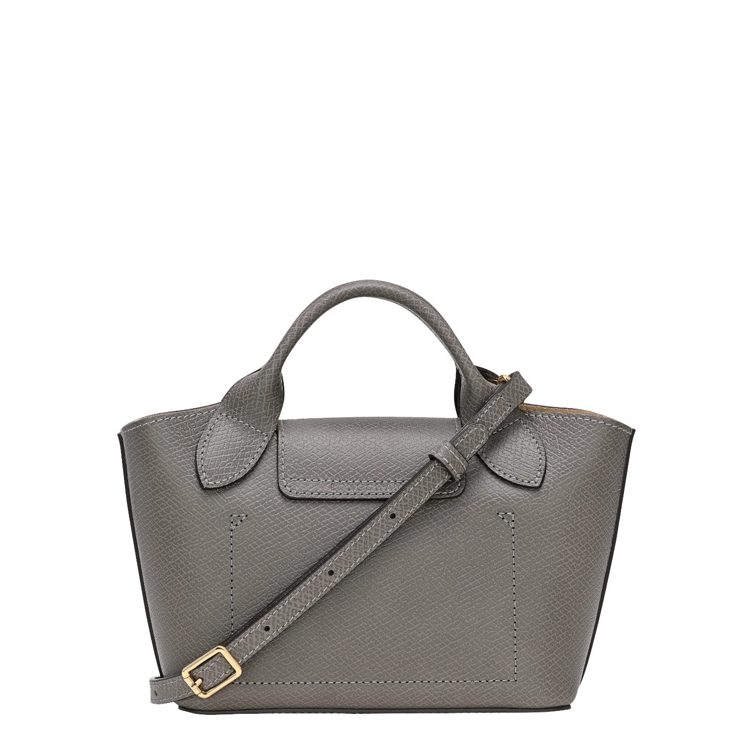 Lieblingstasche grey textured leather Epure XS handbag with top handle and adjustable shoulder strap.
