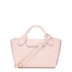 Lieblingstasche Epure XS pale pink textured leather handbag with top handle and adjustable shoulder strap.
