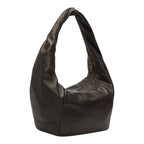 Lieblingstasche Farrah II hobo bag in dark brown pebbled leather with a twisted shoulder strap and zip closure