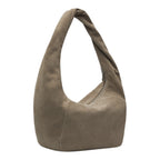 Lieblingstasche Farrah II Hobo M bag in taupe suede leather with a knotted shoulder strap and zip closure