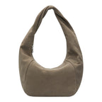 Lieblingstasche Farrah II Hobo M bag in taupe suede with a unique knotted shoulder strap design