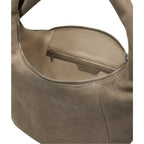 Lieblingstasche Farrah II Hobo M bag in taupe suede with a zippered main compartment and interior pocket