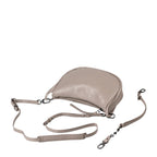 Lieblingstasche Fawn taupe leather crescent crossbody bag with adjustable strap and dark metal hardware