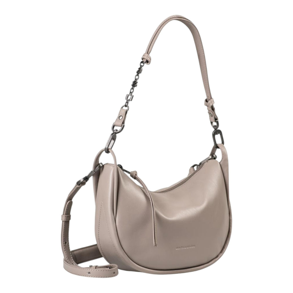 Lieblingstasche Fawn taupe leather hobo bag with a decorative chain strap and adjustable shoulder strap