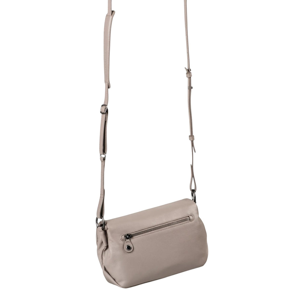 Lieblingstasche Fern taupe leather crossbody bag with an adjustable shoulder strap and back zipper pocket