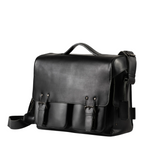 Lieblingstasche Finn black leather messenger bag with front pockets and buckle closures