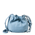 Lieblingstasche Fleur light blue leather drawstring bucket bag with soft gathered detailing