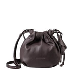 Lieblingstasche Fleur dark brown leather drawstring bucket bag with a soft slouchy silhouette and shoulder strap