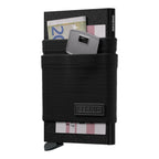 Lieblingstasche Flexwallet black card protector with elastic powernet sleeve holding cards, cash, and a key