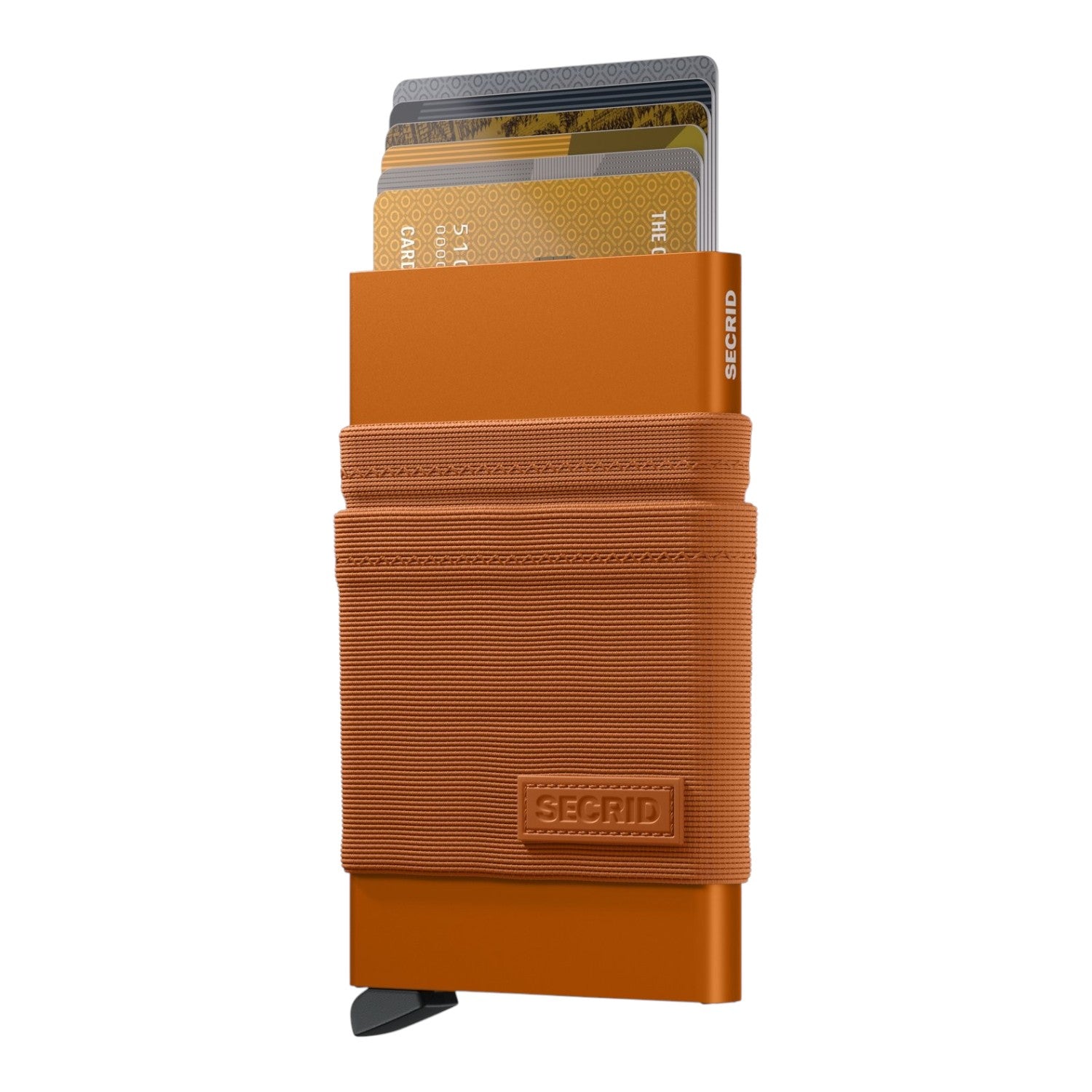 Lieblingstasche Flexwallet orange card holder with elastic powernet textile sleeve and RFID protection
