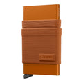 Lieblingstasche Flexwallet in orange with a robust card protector and flexible powernet textile sleeve for cards.