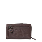 Lieblingstasche Francis brown leather wallet with a front zippered pocket and snap button detail