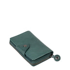 Lieblingstasche Francis wallet in dark green leather with a secure zip-around closure and snap button flap