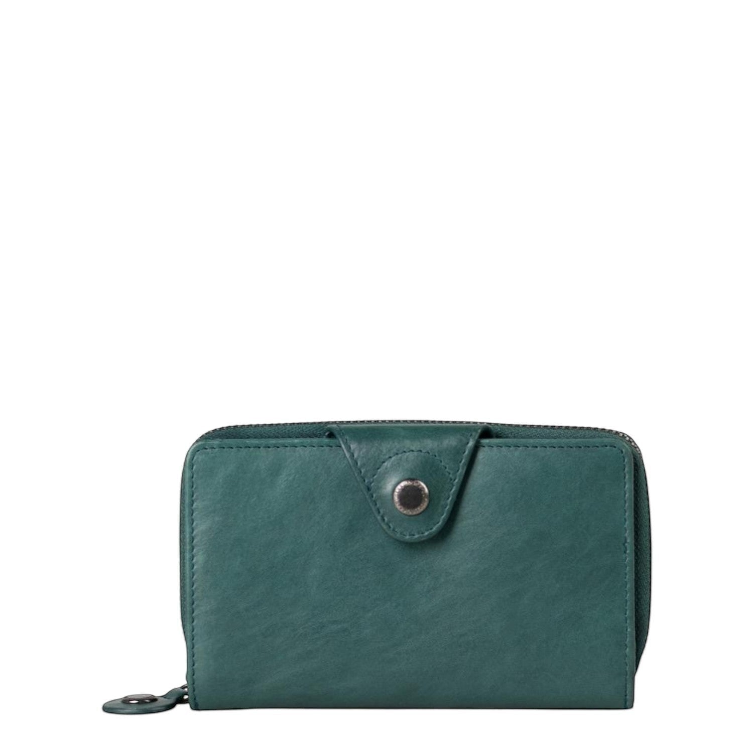 Lieblingstasche Francis dark green leather wallet with a snap button closure and zip around design