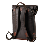 Lieblingstasche a/u by aunts & uncles Fukui rolltop backpack in dark brown coated canvas with leather details