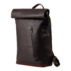 Lieblingstasche a/u by aunts & uncles Fukui dark brown rolltop backpack made of coated canvas with leather details