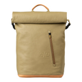 Lieblingstasche a/u by aunts & uncles Fukui rolltop backpack in beige coated canvas with leather details