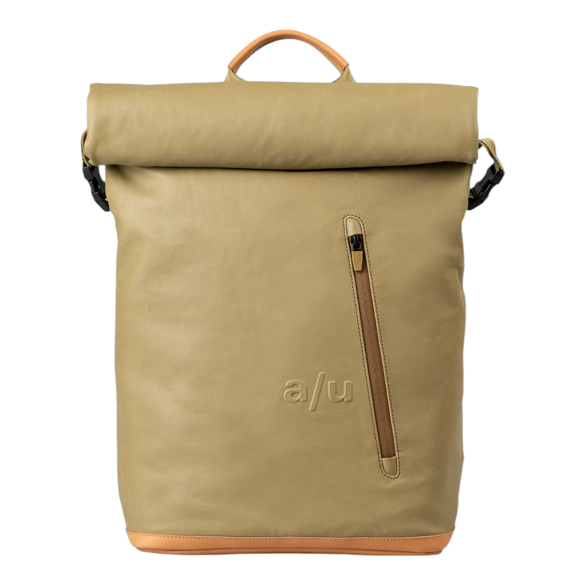 Lieblingstasche a/u by aunts & uncles Fukui rolltop backpack in beige coated canvas with leather details