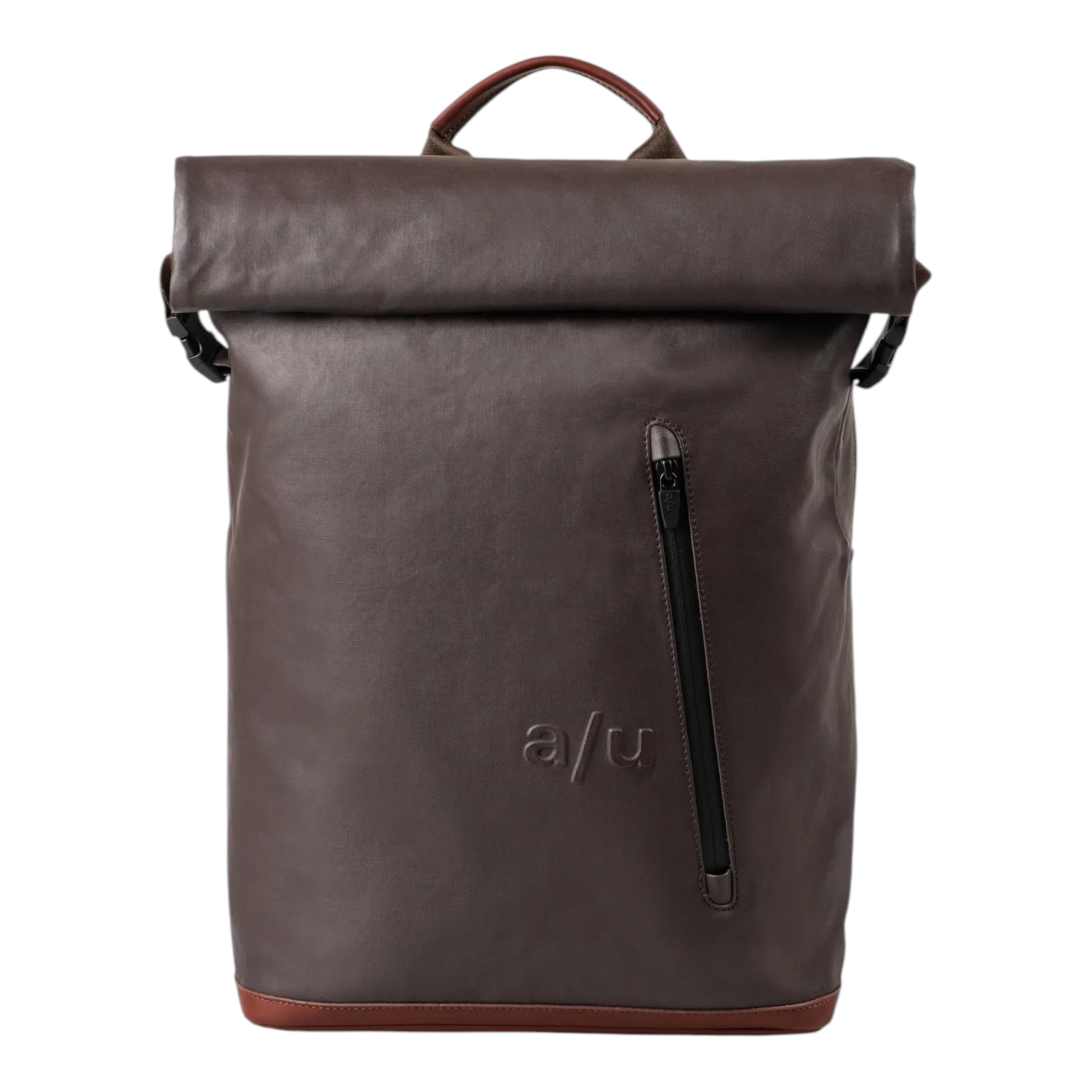 Lieblingstasche a/u by aunts & uncles Fukui rolltop backpack in dark brown coated canvas with leather details