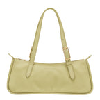 Lieblingstasche pale green leather baguette shoulder bag with gold buckle detail and zip closure